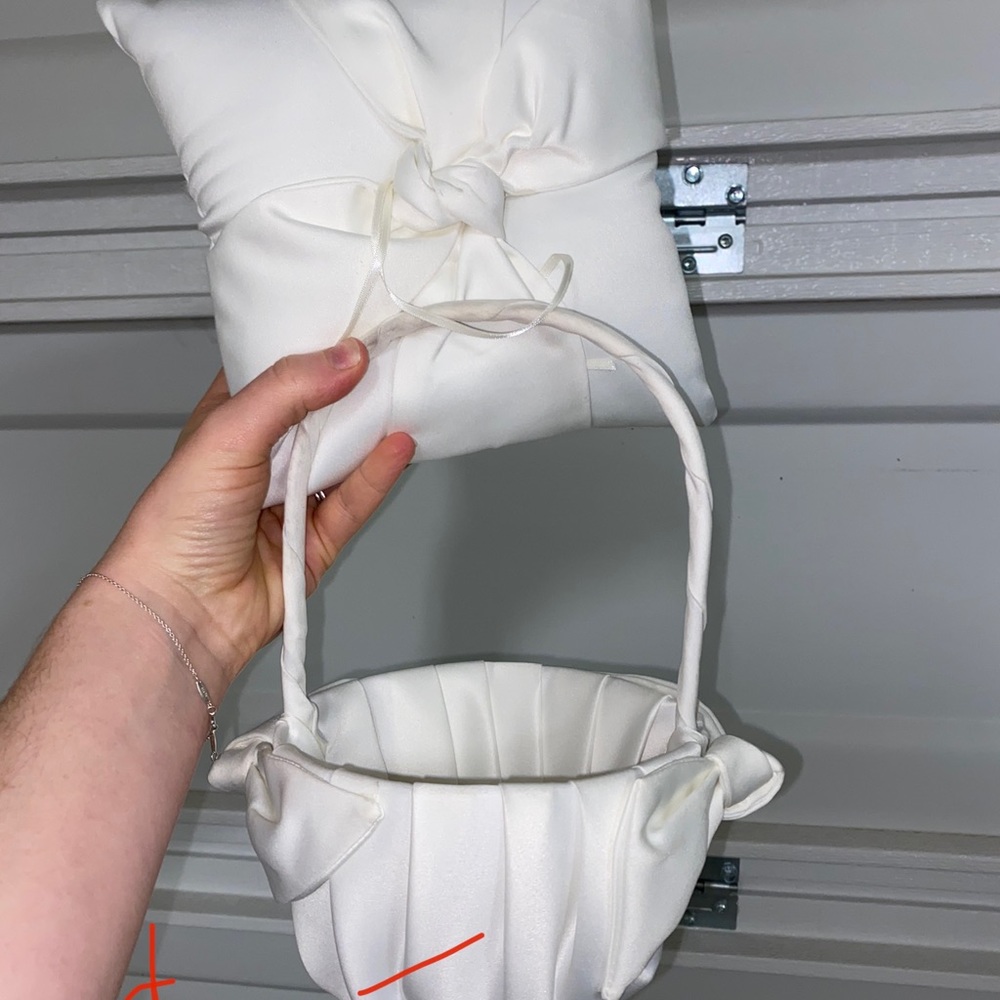 Ring bearer pillow and flower girl basket